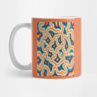 60s 70s Orange Blue and Turquoise Groovy Liquid Marble Swirls Mug